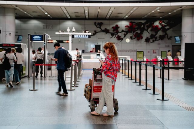 checked luggage airport counter